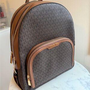 Michael Kors Signature Brown and Tan Backpack